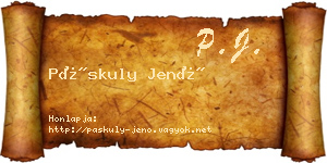 Páskuly Jenő névjegykártya